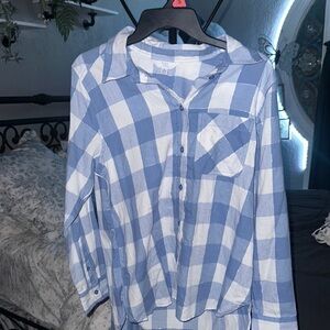 Plaid Shirt in Blue and White